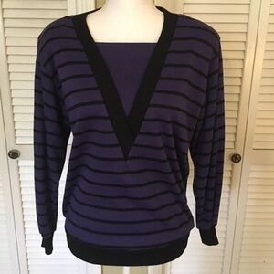 Vintage Purple Striped 80’s Sweater with Shoulder Pads